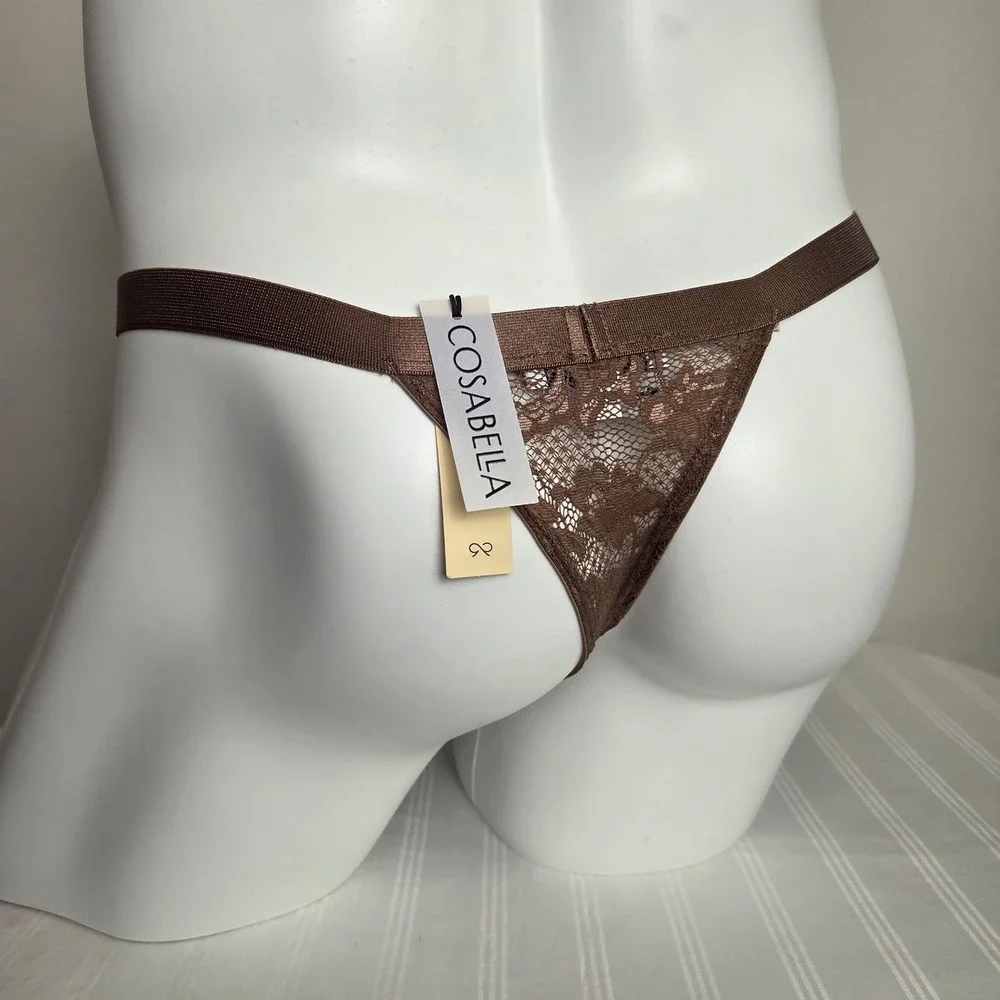 Cosabella Never Say Never Men's Luxury Italian Lace Thong Brown